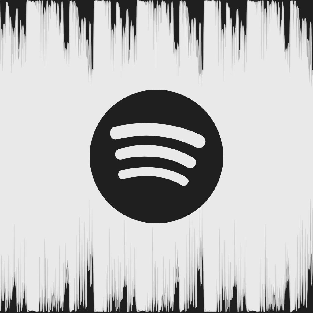 Black Spotify logo on a white background with black jagged border.