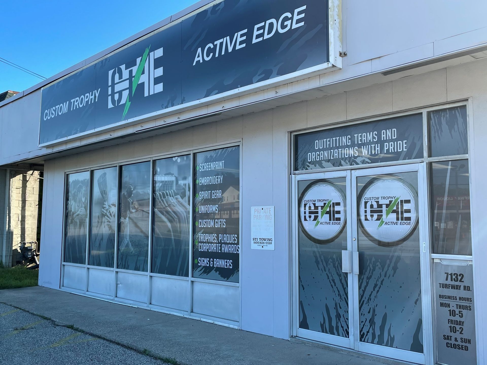 A building with a sign that says active edge on it