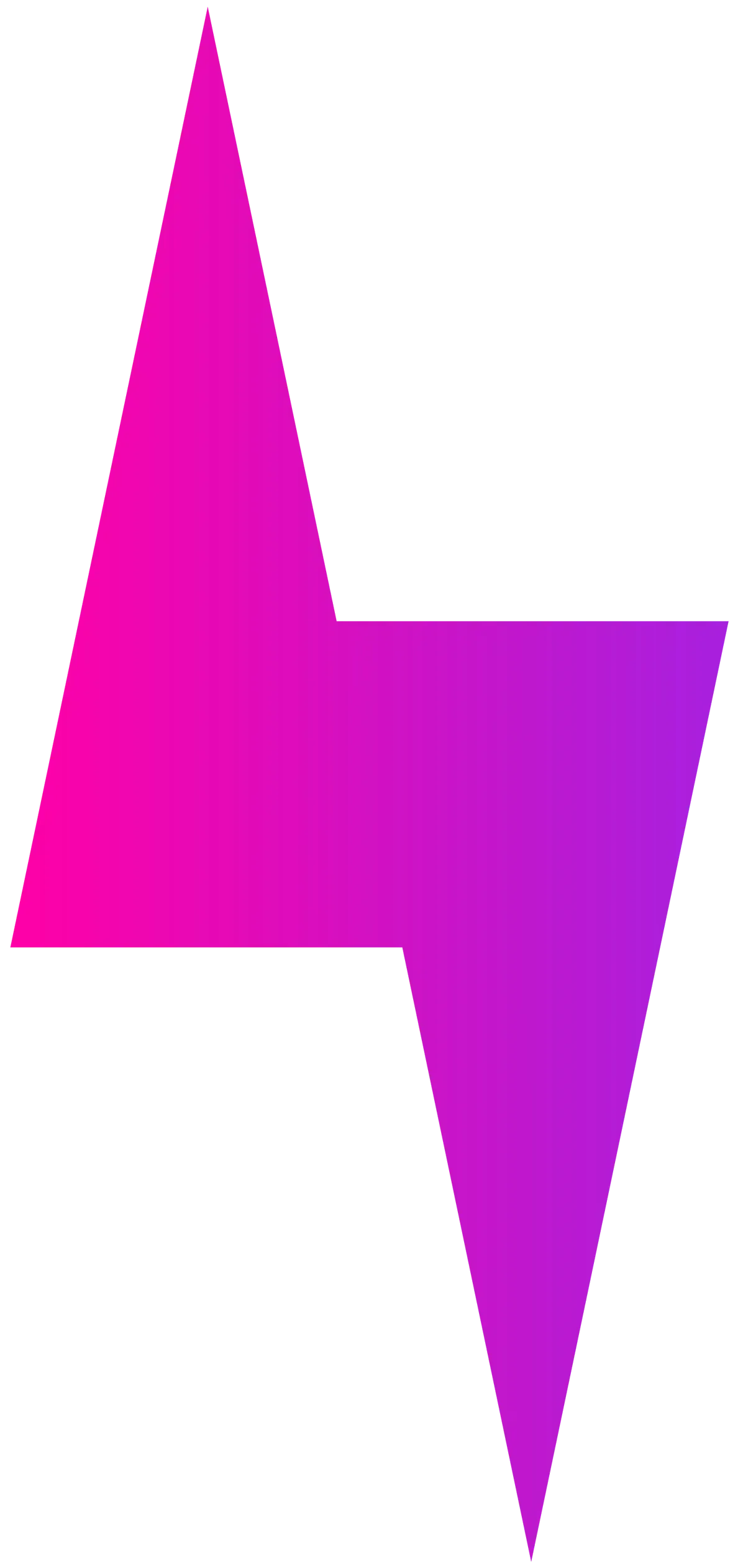 Pink-to-purple lightning bolt icon on a white background