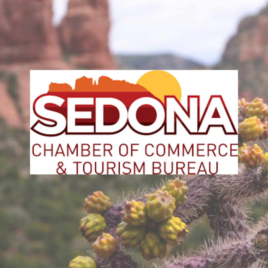 A sedona chamber of commerce and tourism bureau logo