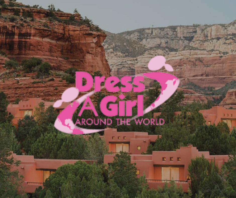 A sign that says dress a girl around the world