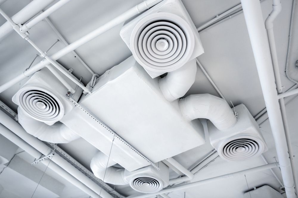 Close-up of a ceiling ventilation system demonstrating effective airflow design.