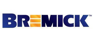 The blue Bremick brand logo featuring a yellow, three-bar graphic in place of the letter "E."