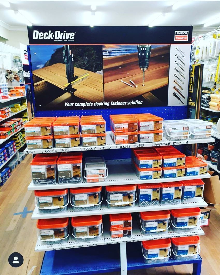 Display of Deck-Drive Screws in A Hardware Store — Express Timber Solutions In Long Jetty, NSW