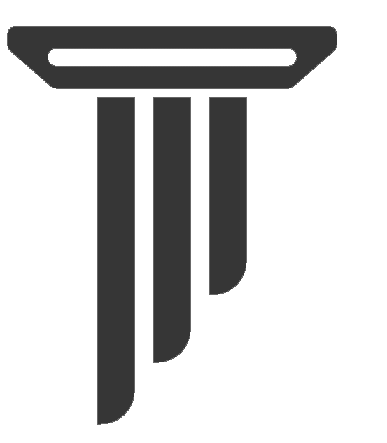 Gray stylized column with three vertical pillars and a horizontal top.