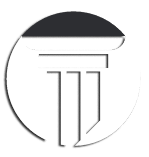 White column emblem inside a circle with a dark gray top. White column emblem inside a circle with a dark gray top.