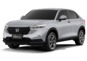 SUV Honda HR-V prateado. Vista frontal. Grade e acabamento pretos. Rodas cinza.