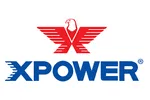 The logo for xpower is a red and blue logo with an eagle on it.