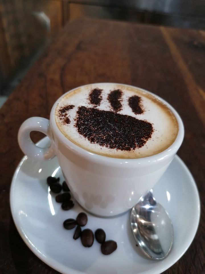 cappuccino con decorazione al cacao