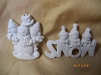 2 ornaments with snowmen