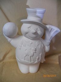 Snowman with broom and snowball
