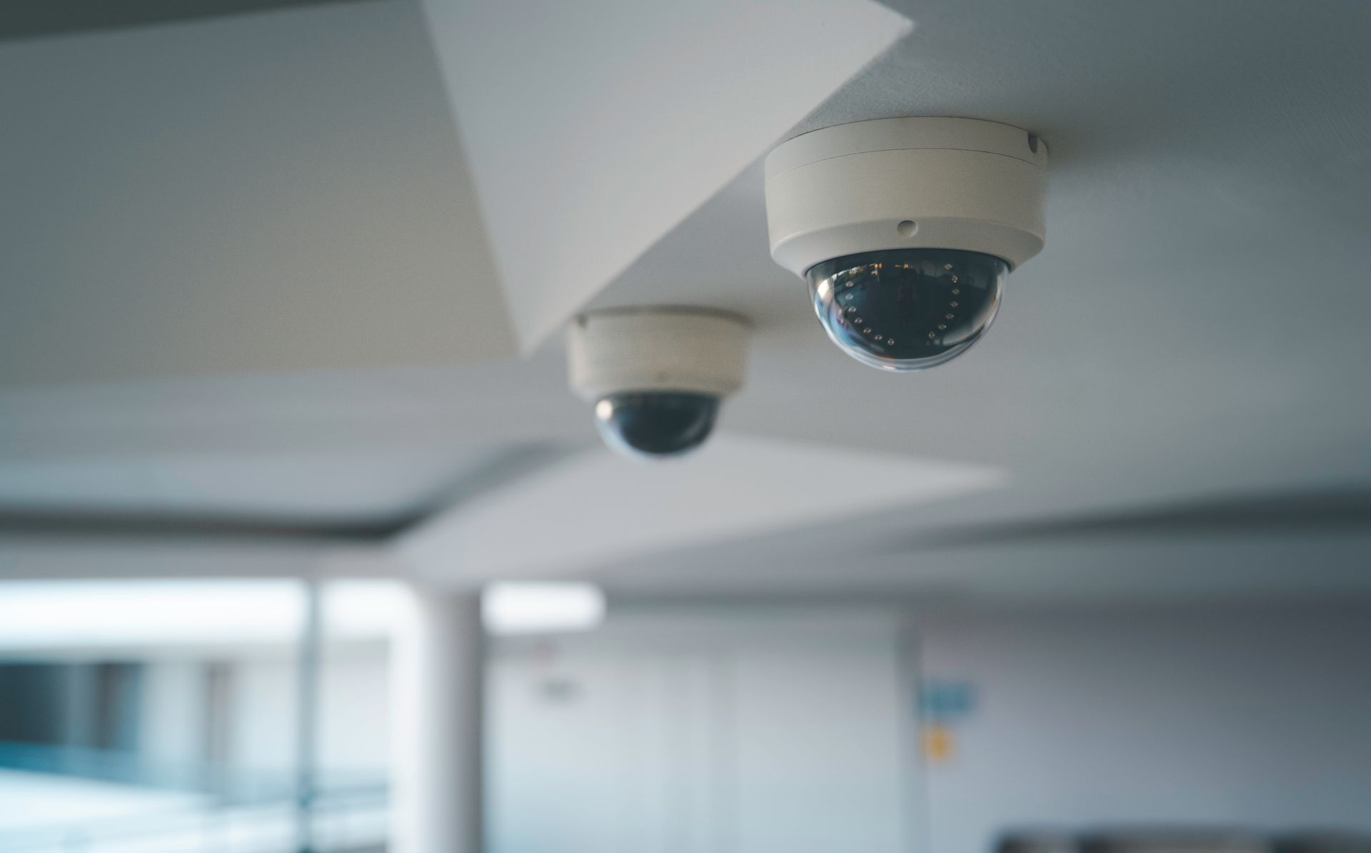 Ceiling mounted CCTV security camera.