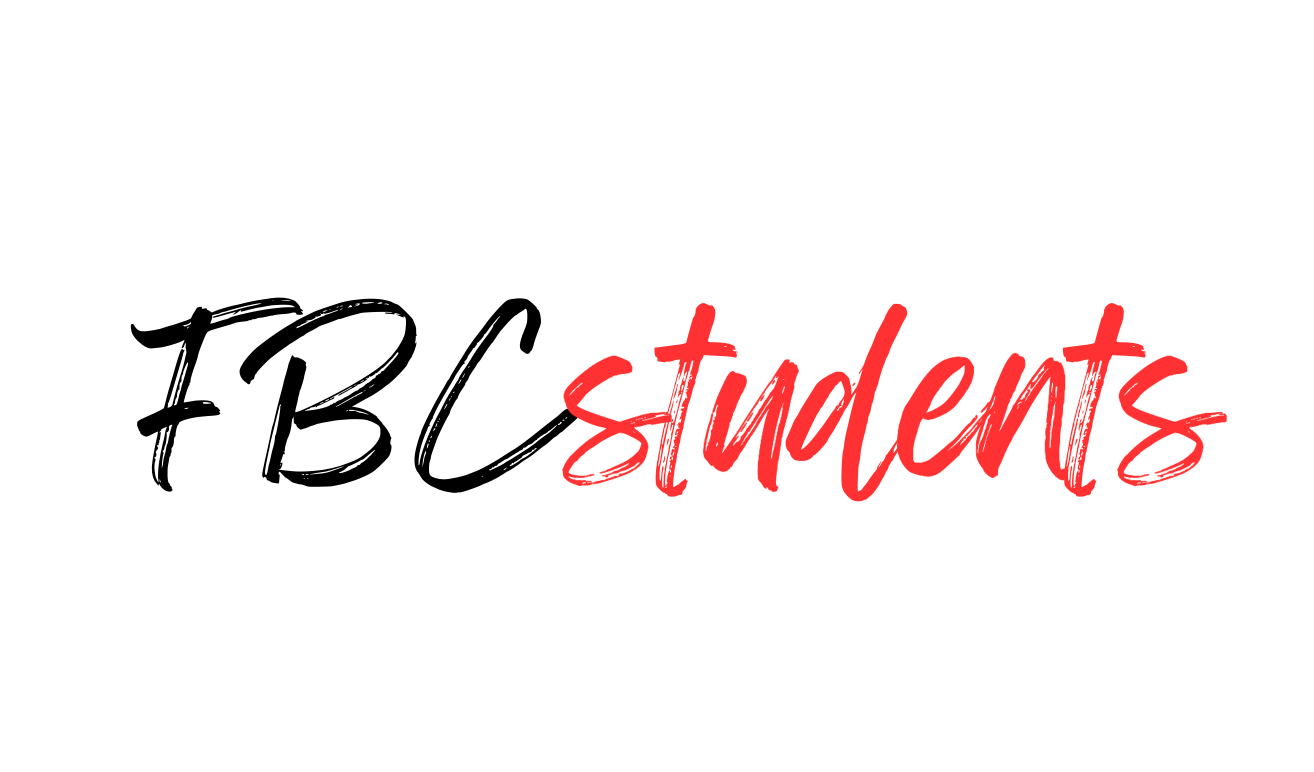 FBCstudents logo in black and red script text on a white background