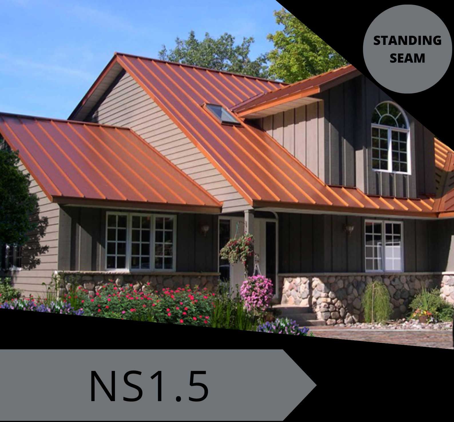 A house with a standing seam metal roof
