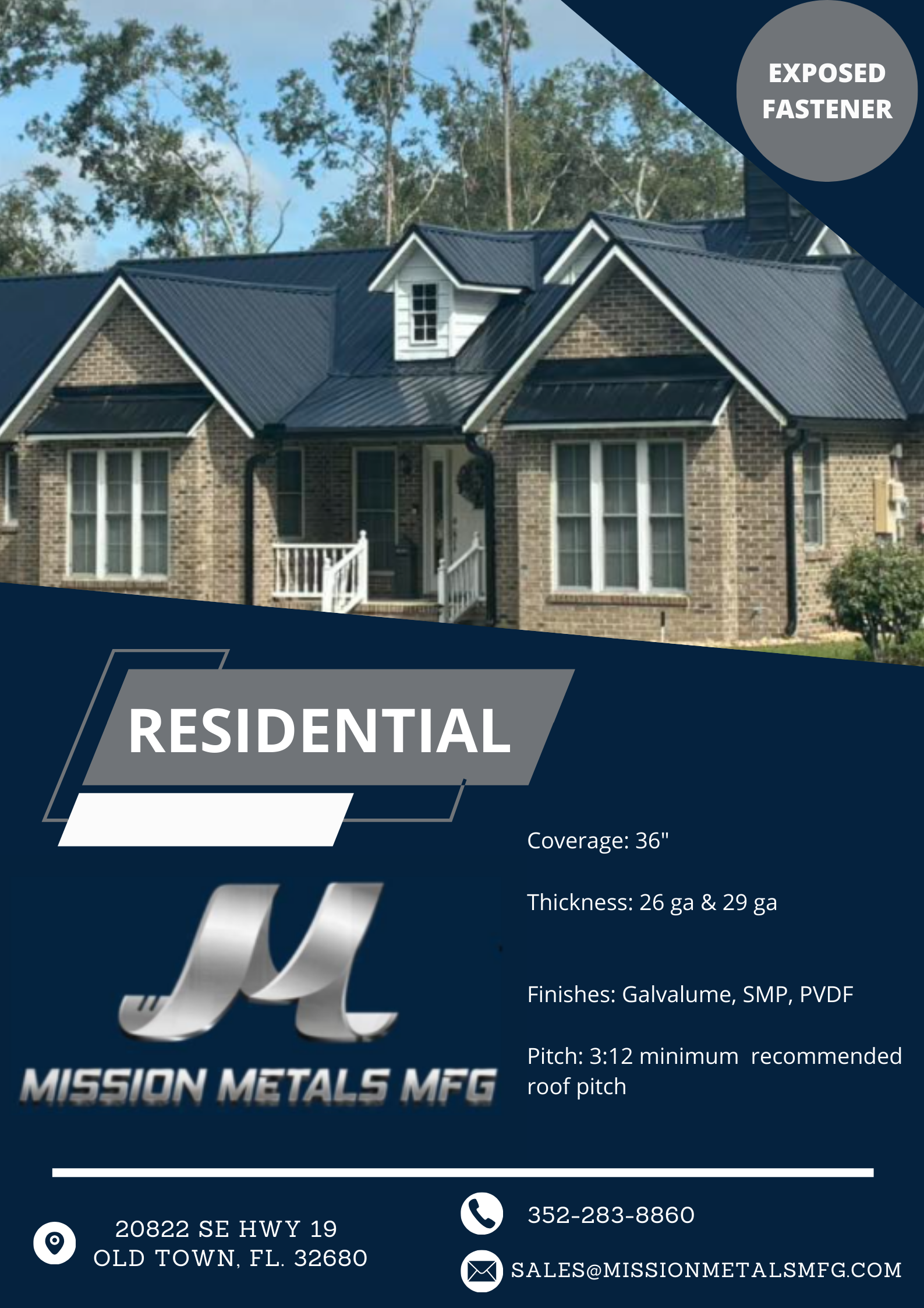 A house with a black roof is on a flyer for residential rib