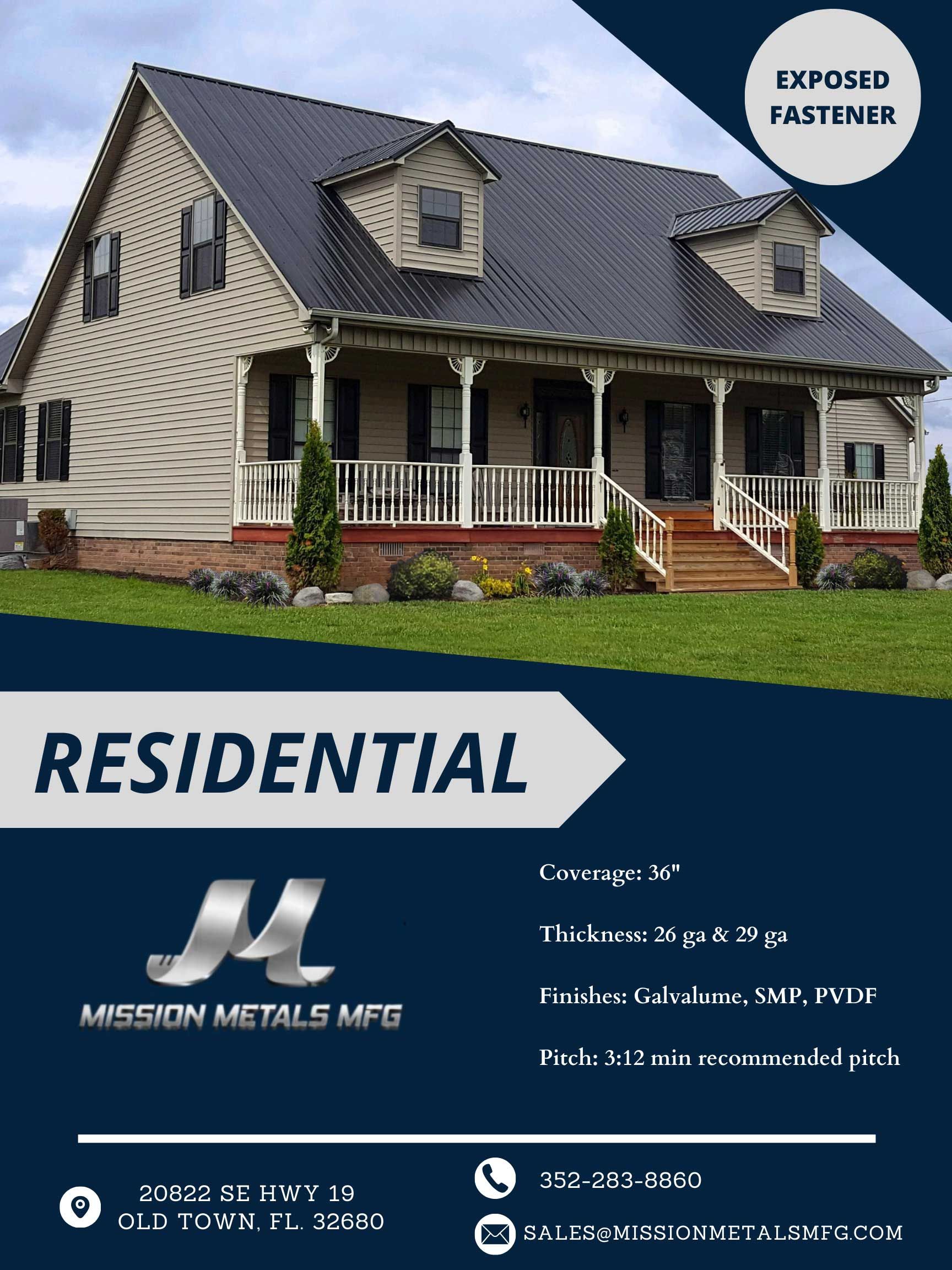 A house with a black roof is on a flyer for residential rib