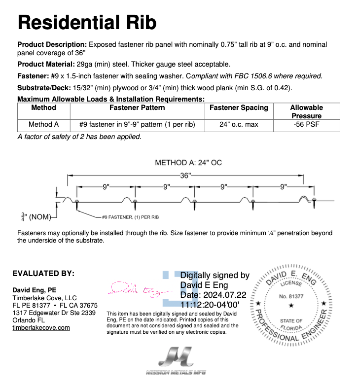 A picture of a residential rib with a stamp on it.