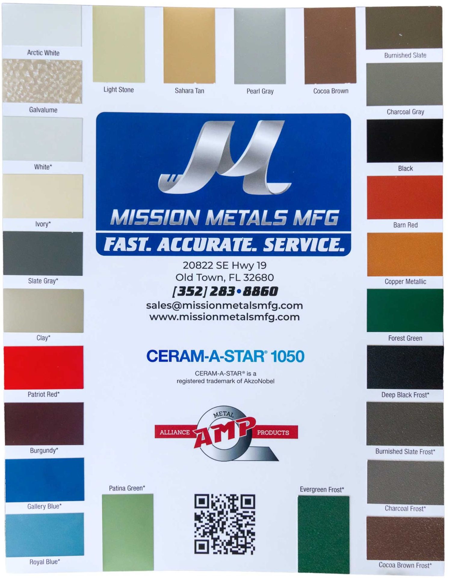 A poster for mission metals mfg fast accurate service