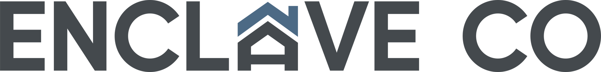 ENCLAVE CO logo in dark gray text with a small gold square icon above the letters