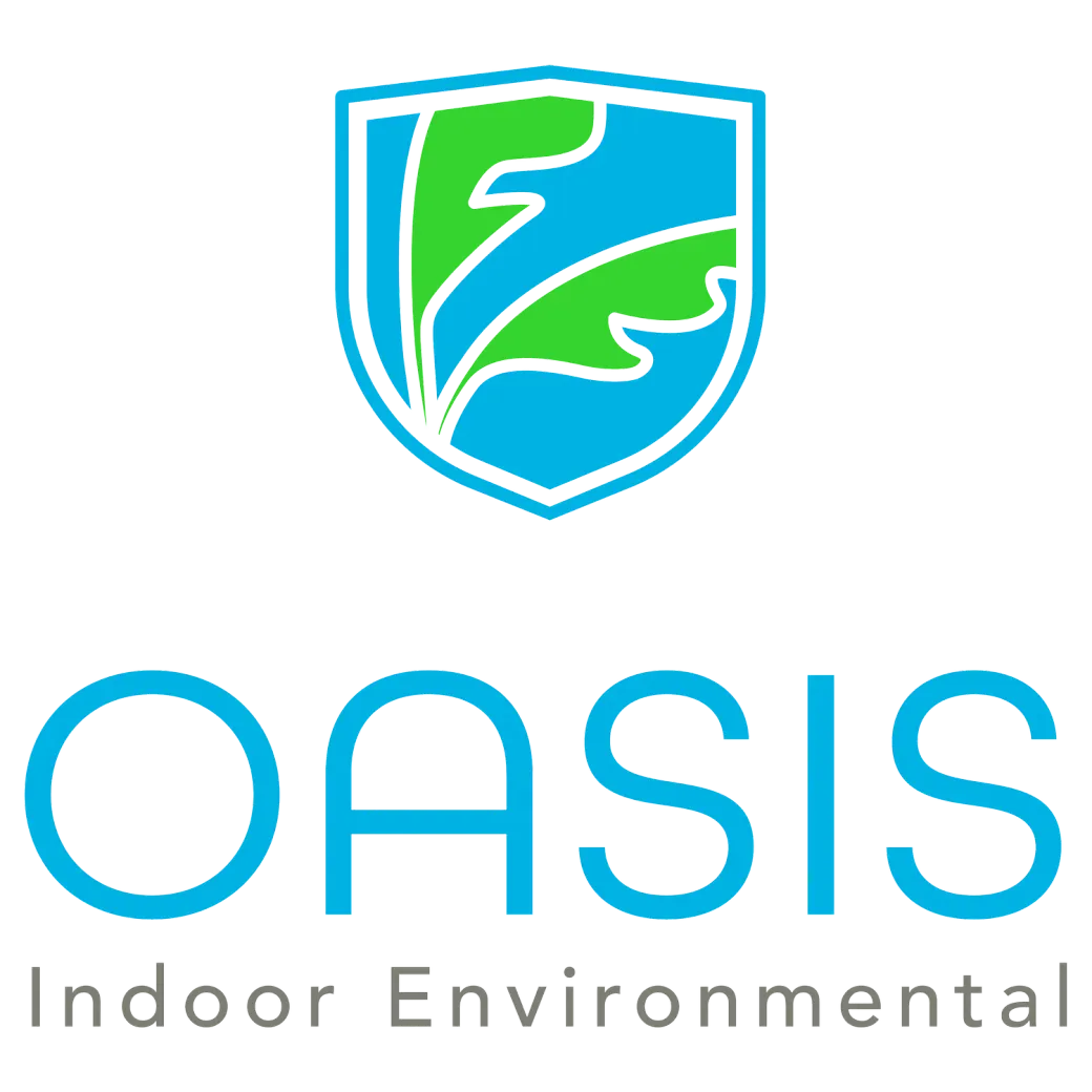 OASIS Indoor Environmental logo with blue shield and green leaf emblem