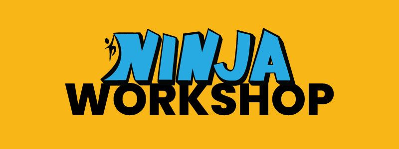 Ninja Workshop logo with blue “NINJA” and black “WORKSHOP” on an orange background