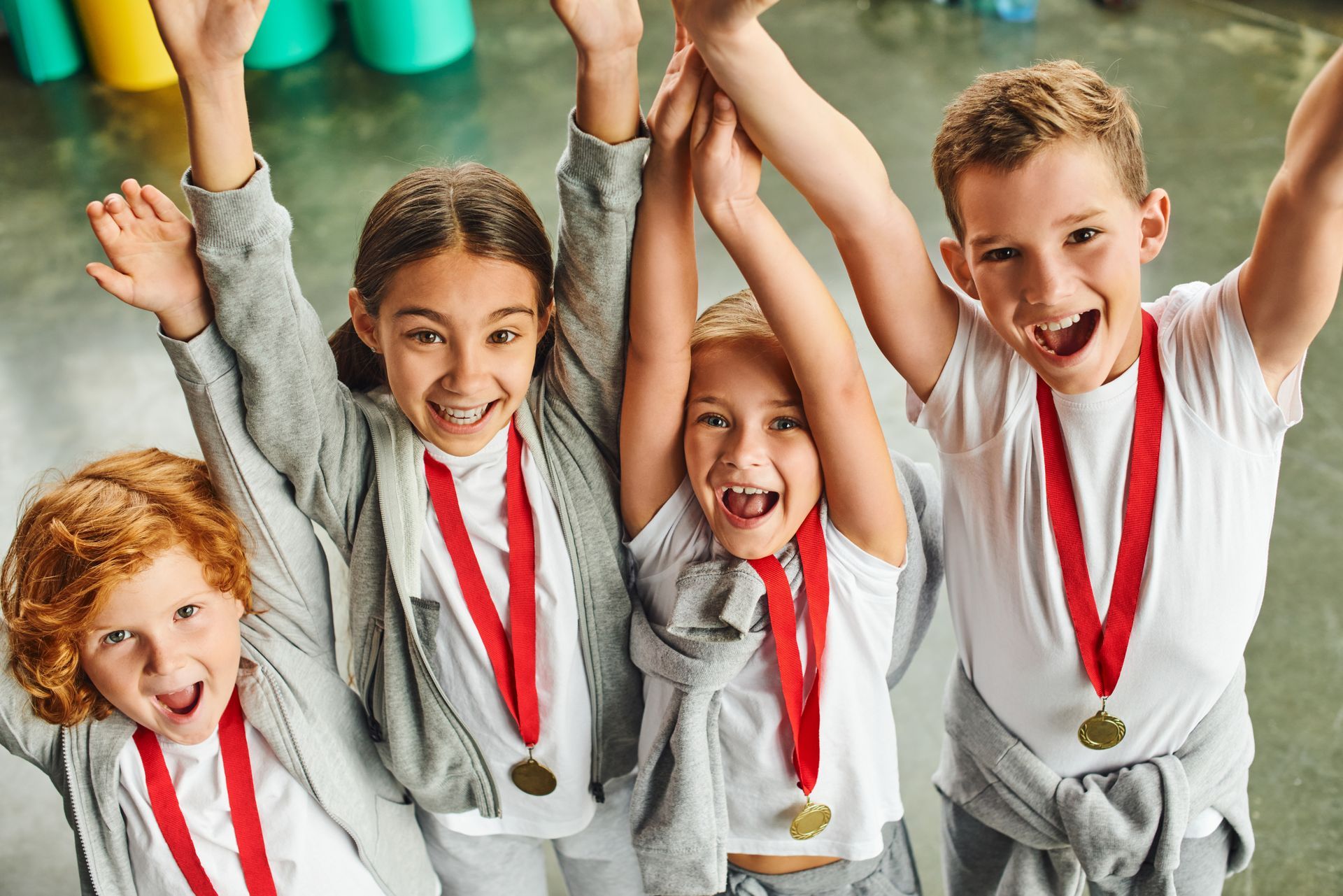 Happy kids with medals
