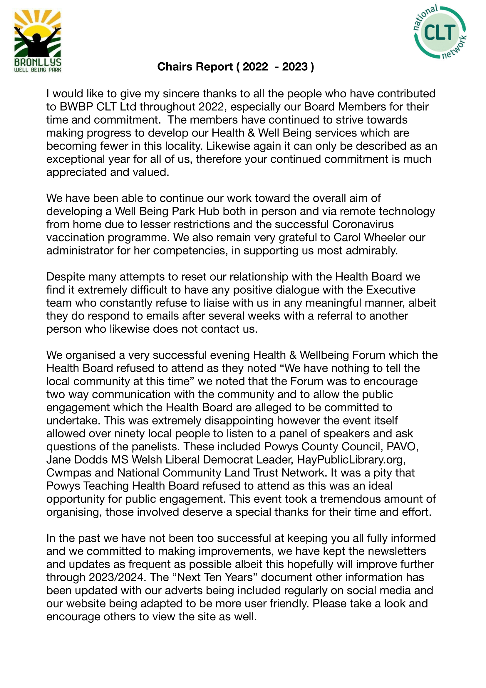 Chairs Report ( 2022 - 2023 )