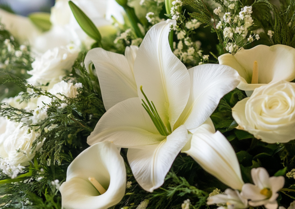 White Funeral Lilies Largo Cremation Tribute