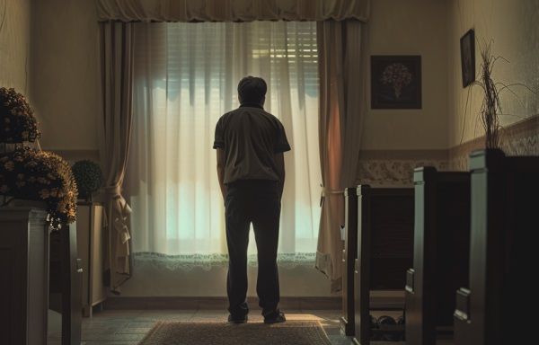 Man Mourning in Indian Rocks Beach Chapel