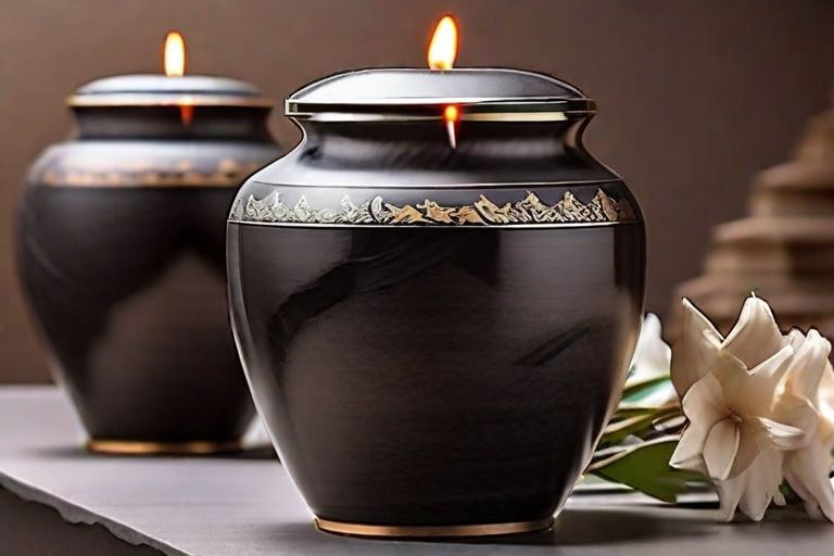 Clearwater FL Black Candle Urns with White Flowers