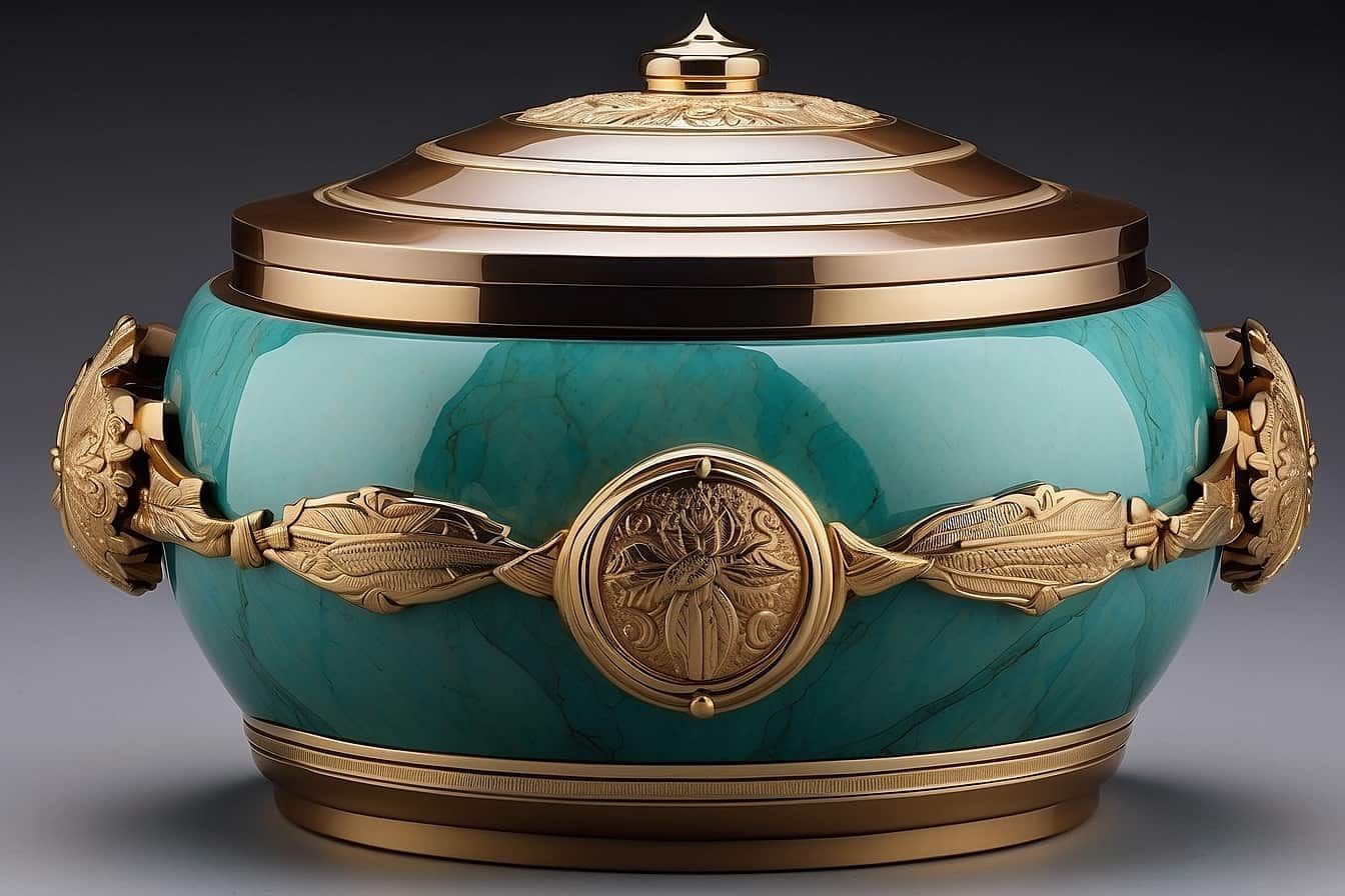 Elegant Turquoise Cremation Urn in Largo Display