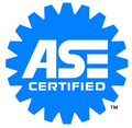 A blue logo that says ' ase certified ' on it