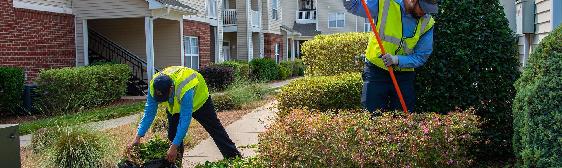 Cleaning out beds in an Aurora Ohio HOA property