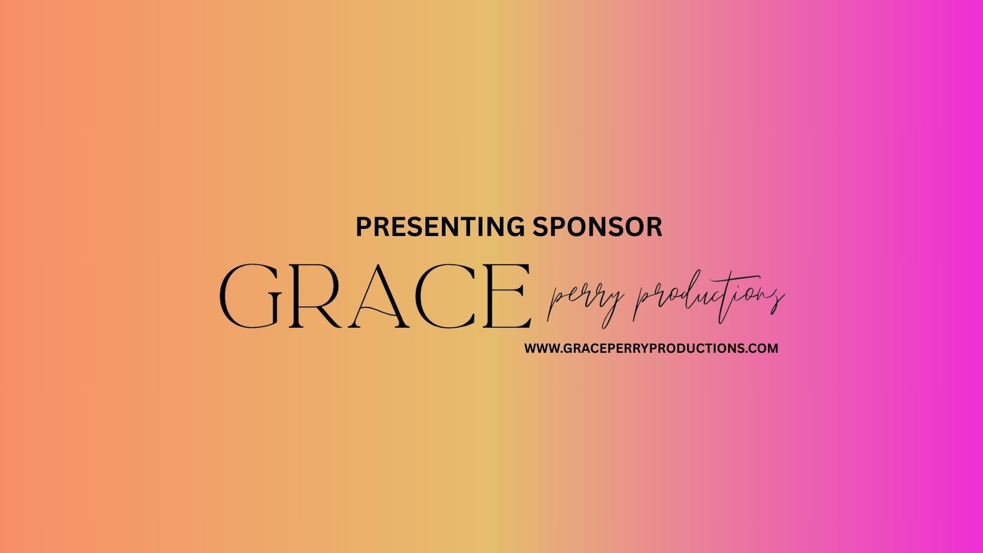A logo for a presenting sponsor of grace party productions.