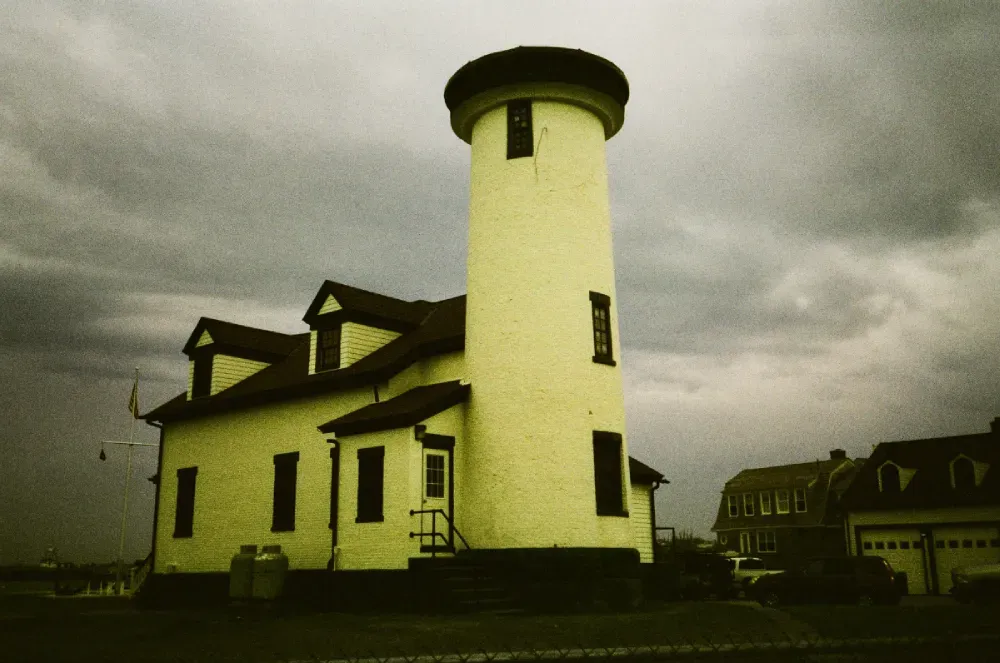 A film photograph of the old Brant Point lighthouse in Massachusets