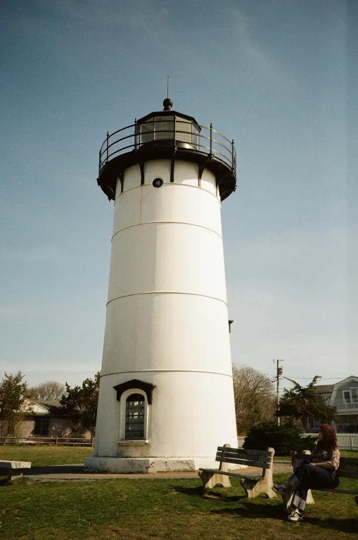 A portrait film photograph of East Chop lighthouse in Massachusets