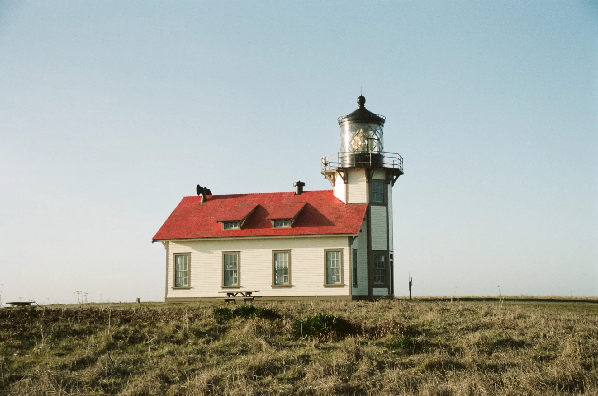 A film photograph of the Point Cabrillo lighthouse in California