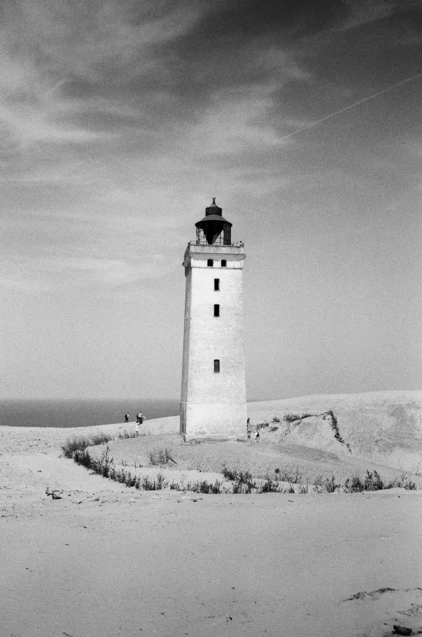 Denmark Rubjerg Knude lighthouse in black and white