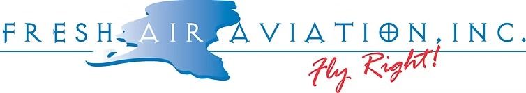 Logo for Fresh Air Aviation, Inc. featuring the text and a blue silhouette of Alaska, with the slogan