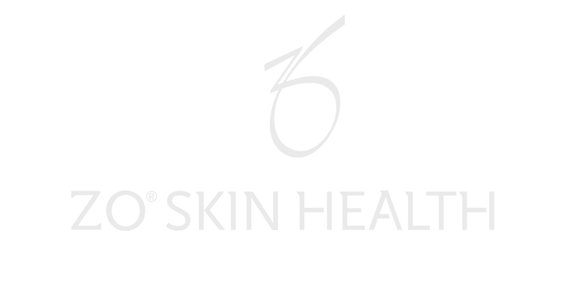 A white logo for zo skin health on a white background.
