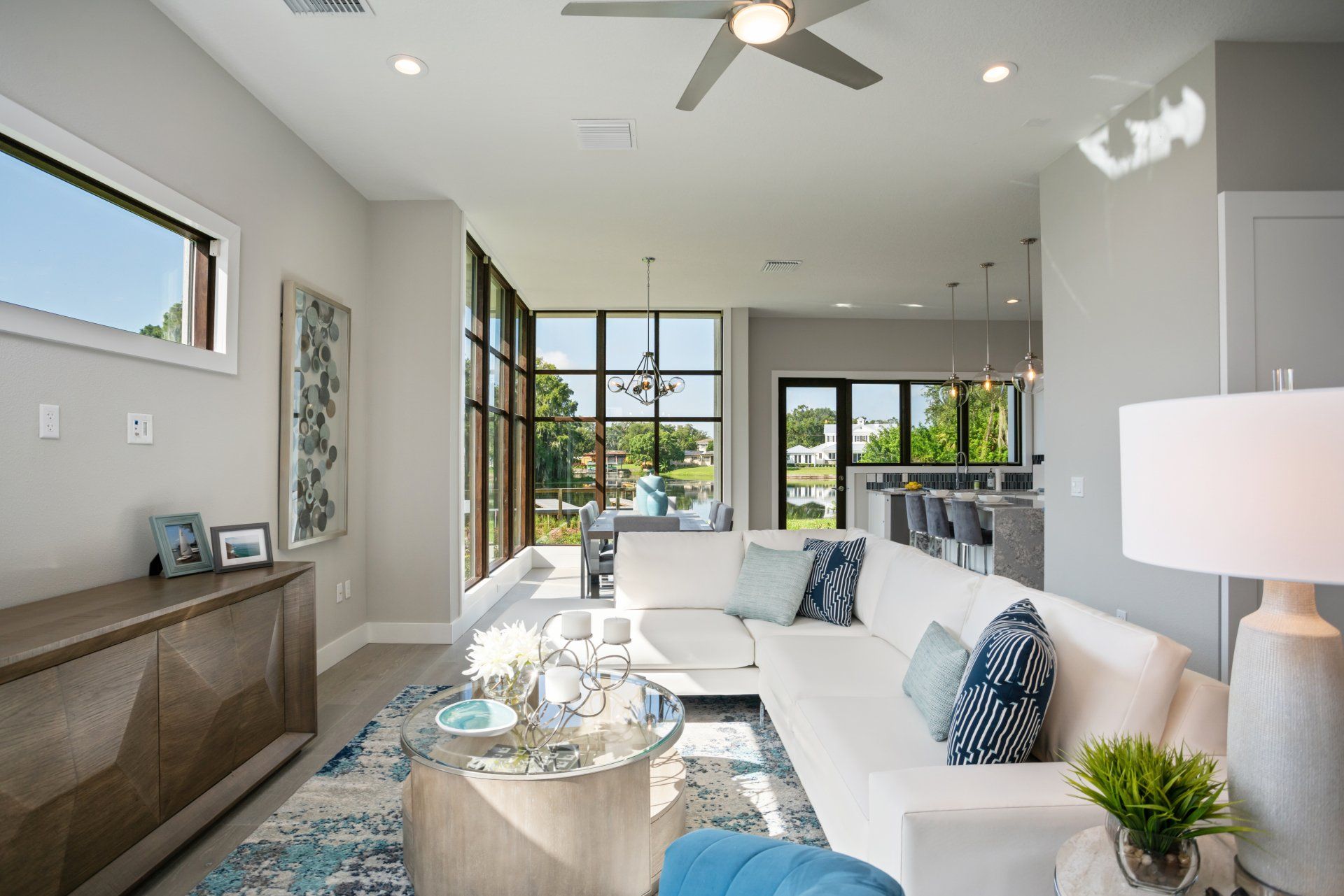 Lake Killarney bedroom with ceiling fan, large window, and neutral décor.