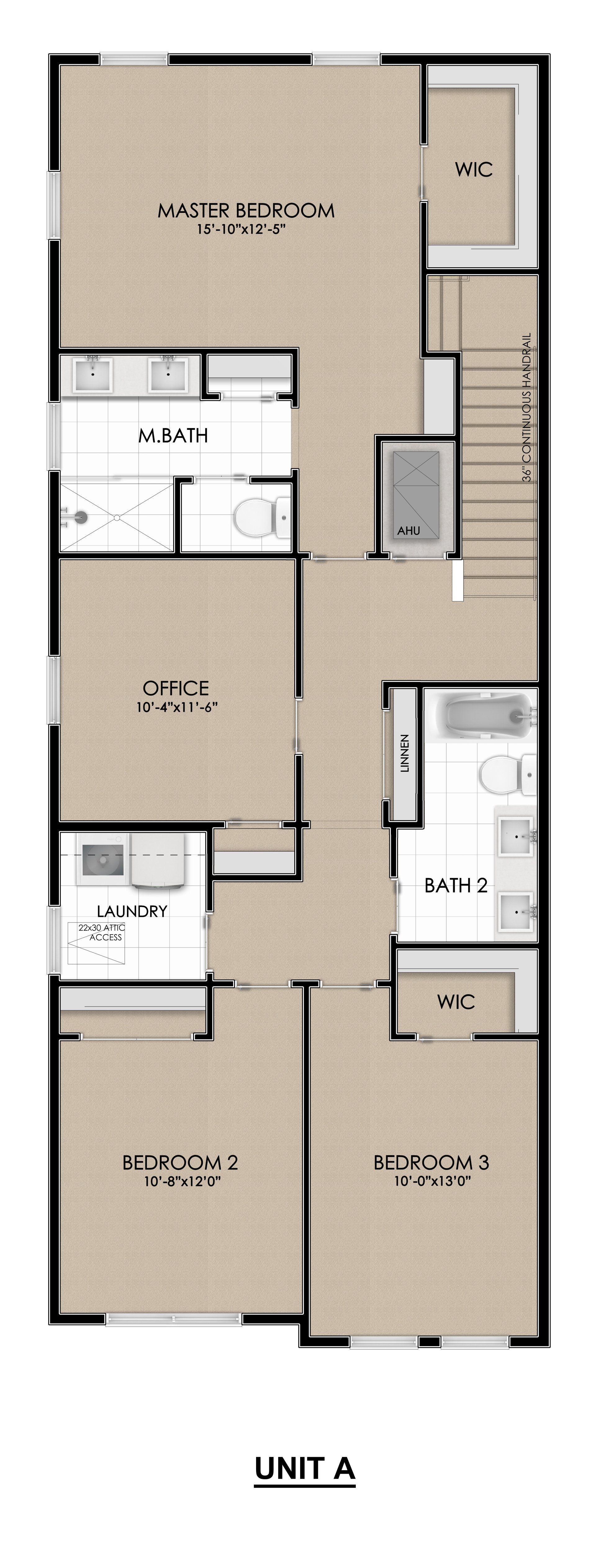 Brentwood Landing second-floor plan showing bedrooms, bathrooms, and hallway layout.