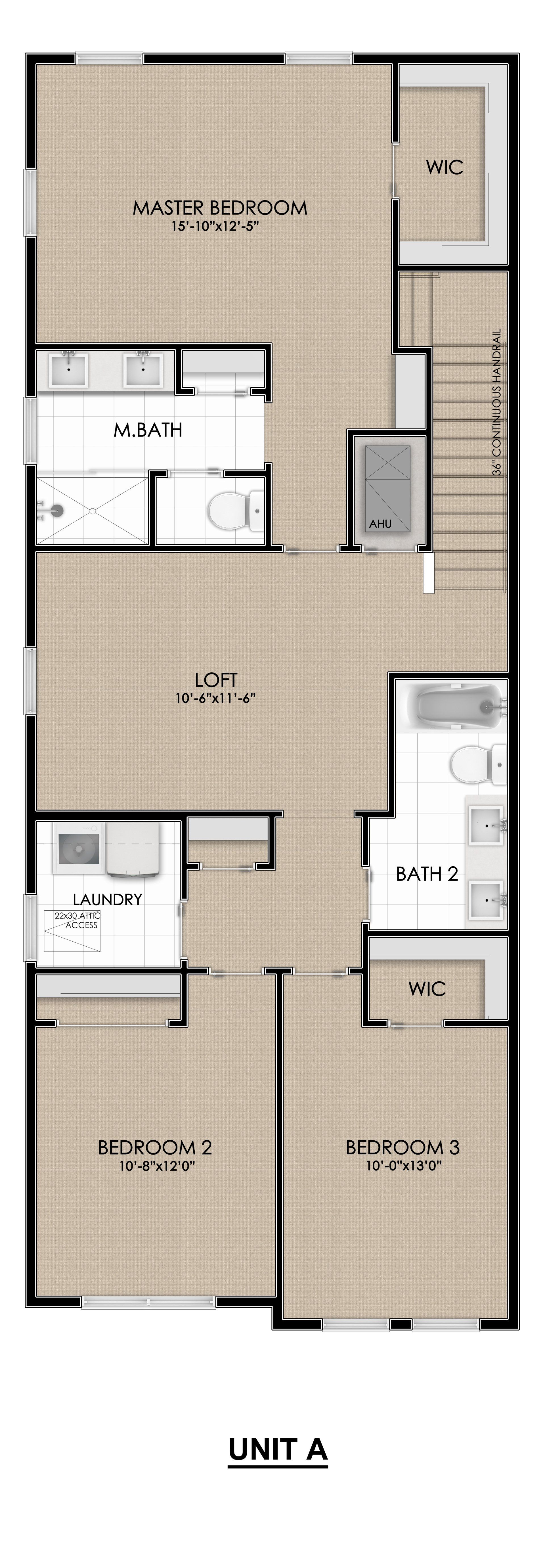 Brentwood Landing first-floor plan showing living, dining, and kitchen areas with open concept design.