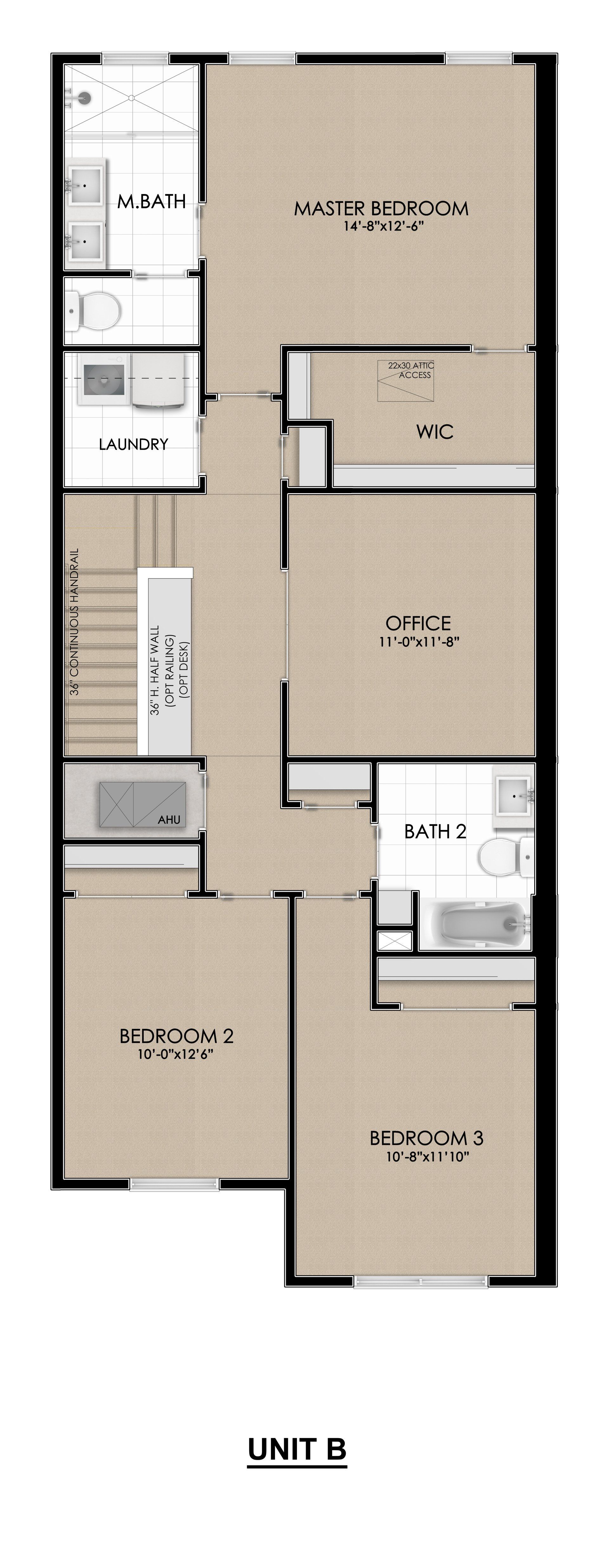 Brentwood Landing second-floor plan with optional office space and bedroom configuration