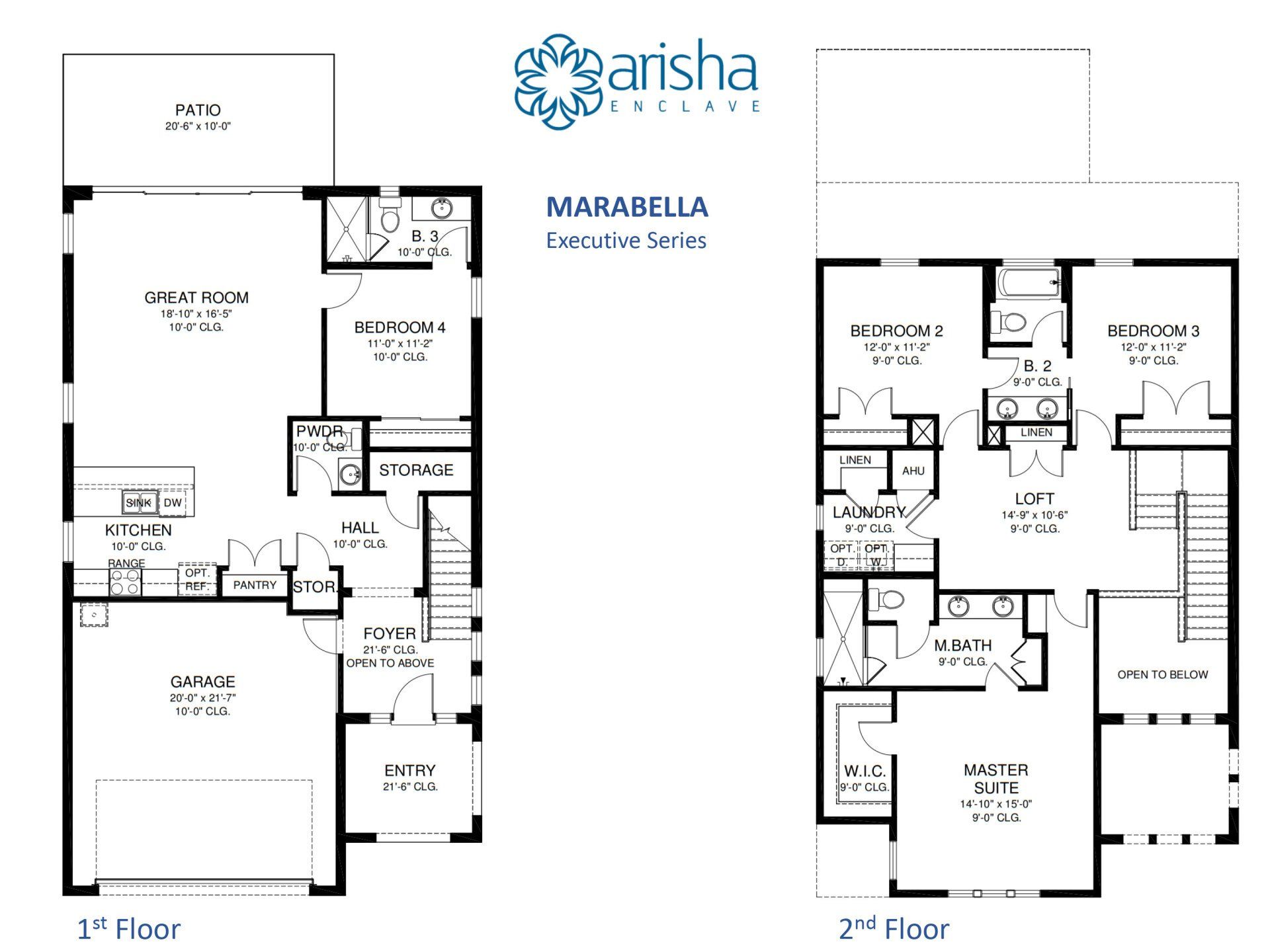 Arisha Enclave home floorplan with multiple bedrooms, bathrooms, and entryway