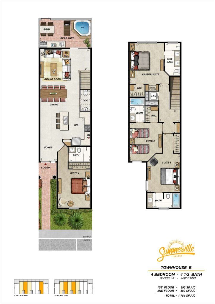 Summerville Resort floorplans displaying multiple bedroom and living space options.