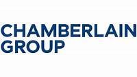 The chamberlain group logo is blue and white on a white background.