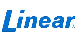 The linear logo is blue and white on a white background.