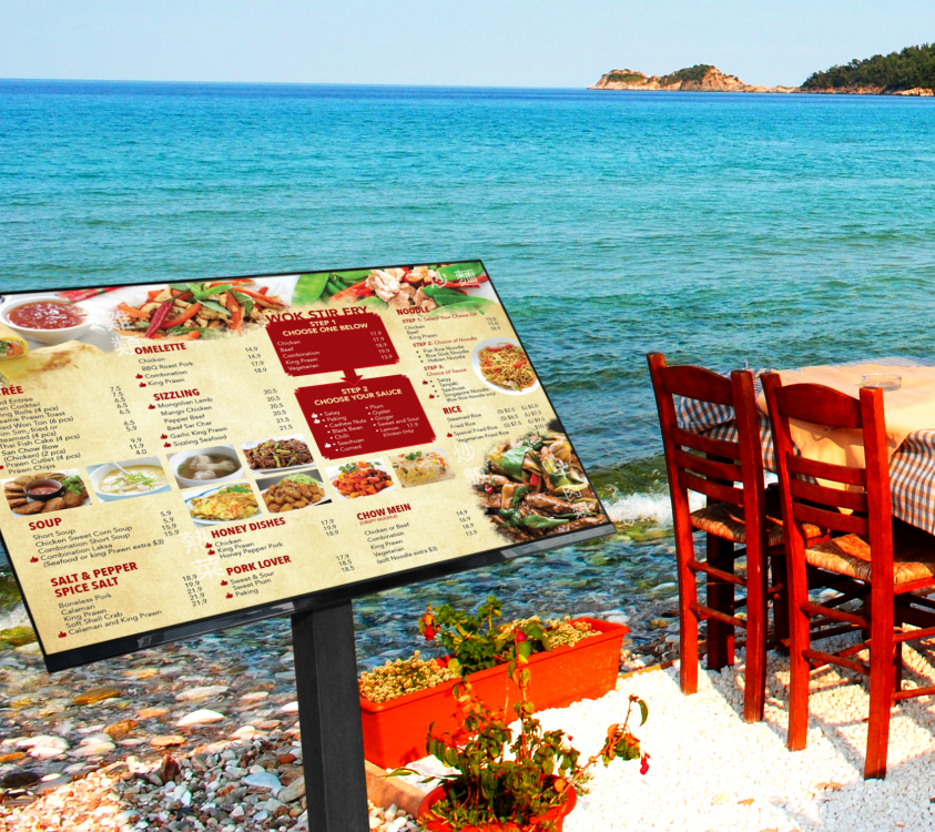 Menu Sign Outside Outdoor Signage + RLCD Monitors | Sun Vision Display