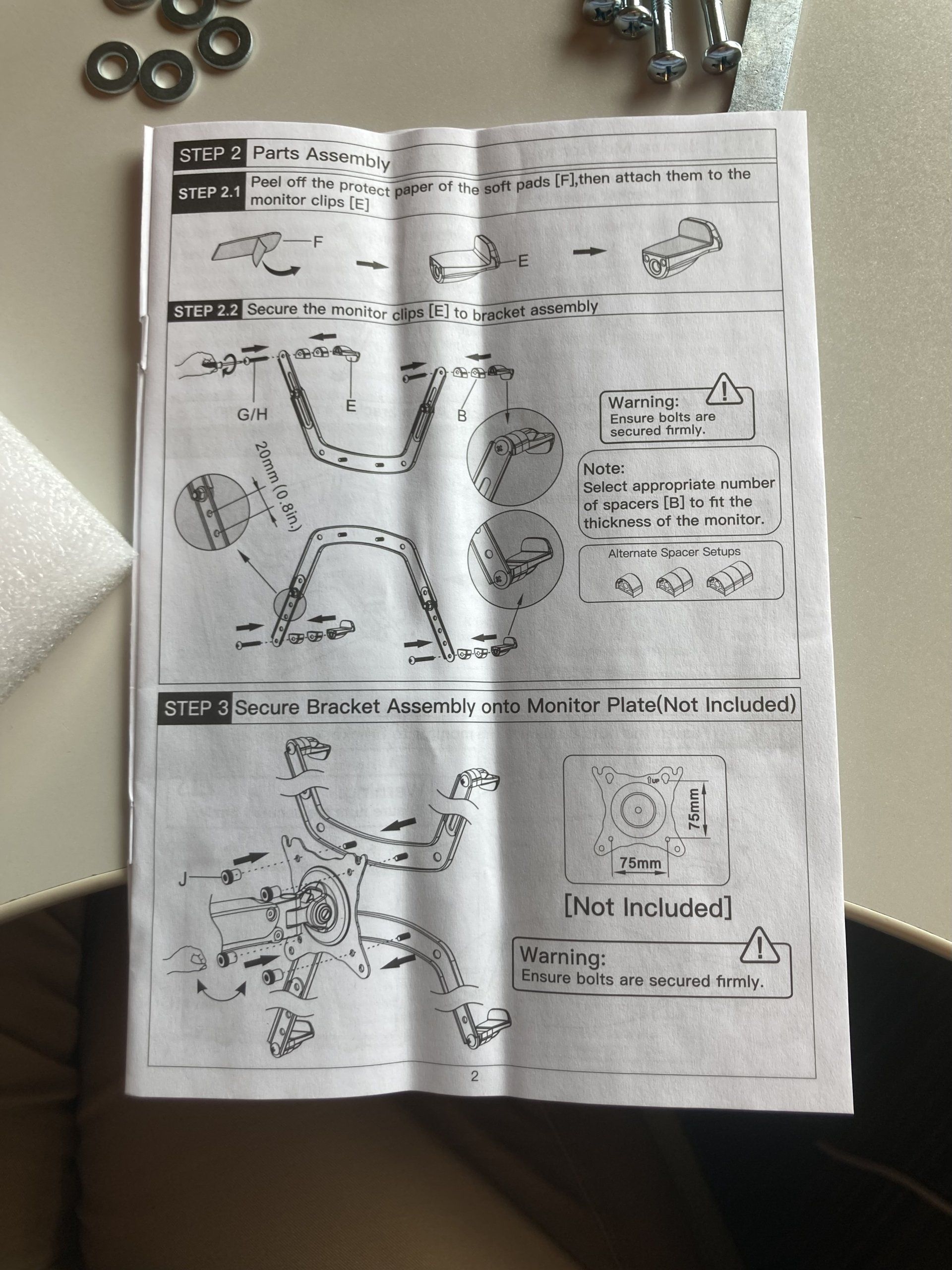A piece of paper with instructions on how to assemble a piece of equipment